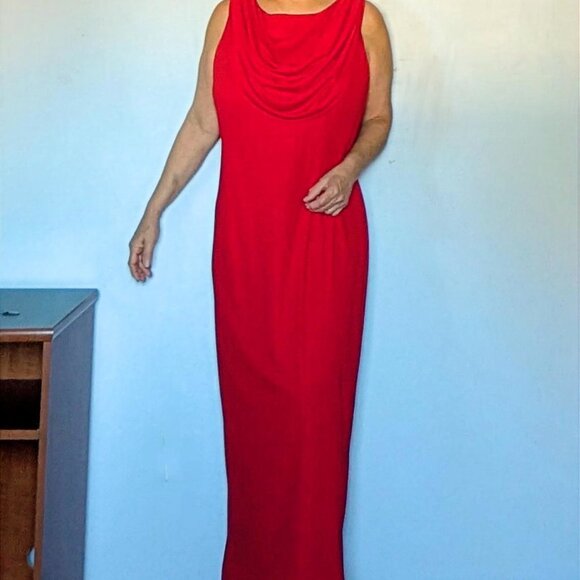 Christmas Evening Dress with front/back reversing Cowl Collar, Size 22 - Picture 1 of 4